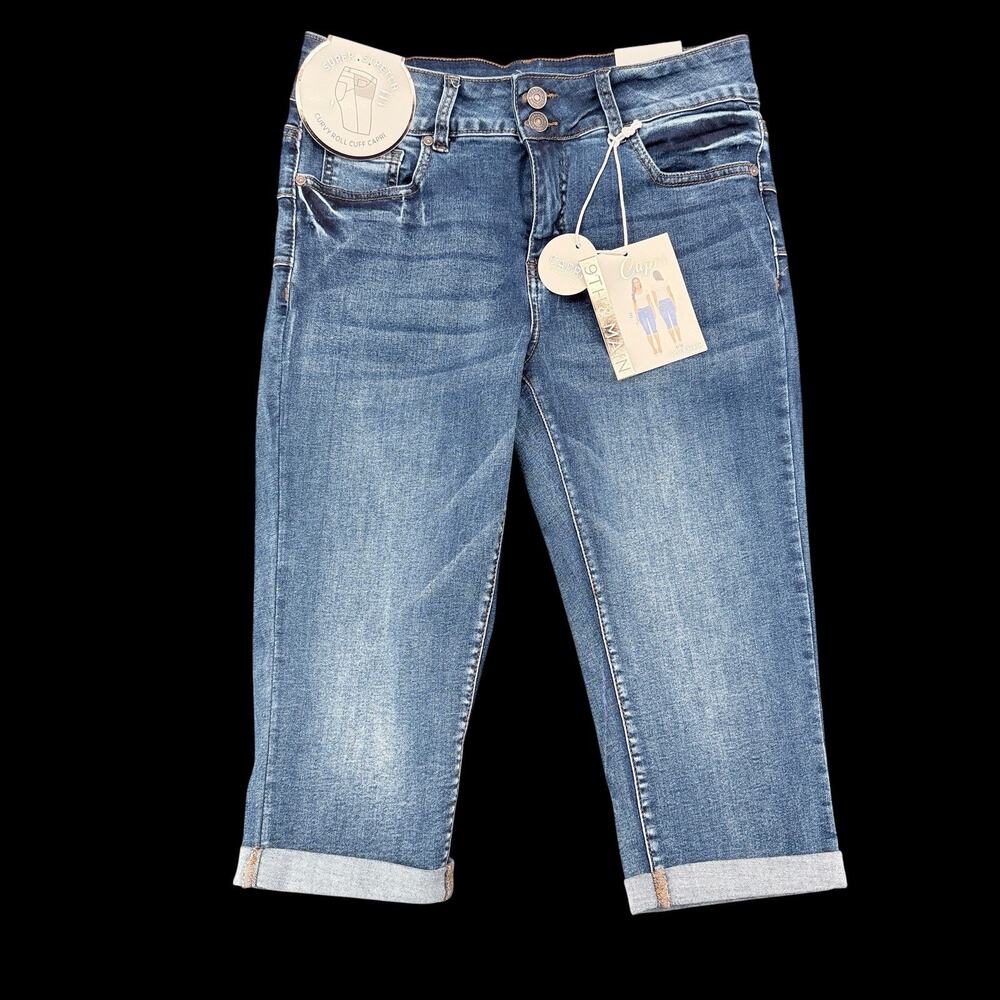 9th & Main Curvy Roll Cuff Capri Jeans Womens Sz 10 Mid Rise Stretch Denim NWT
